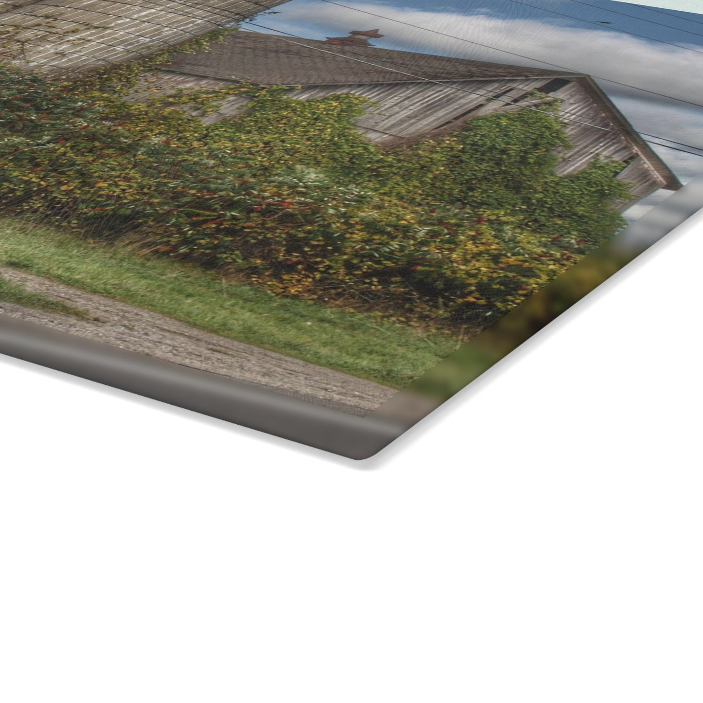 U R There Photography Metamora M-24 Grey II Rustic Farmhouse Tempered-Glass Cutting Board