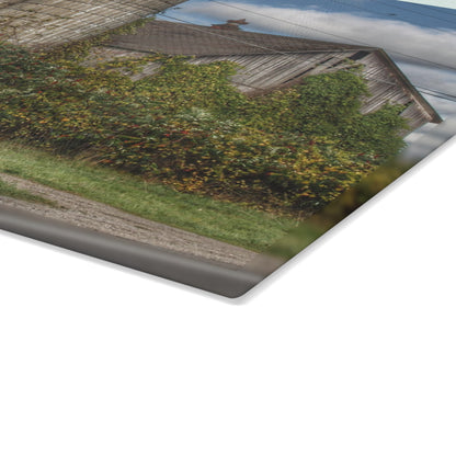 U R There Photography Metamora M-24 Grey II Rustic Farmhouse Tempered-Glass Cutting Board