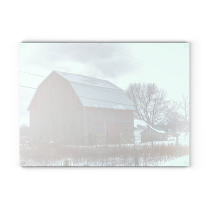 Barn Boutique Rustic Tempered-Glass Cutting Board| Lake Pleasant Stone Red and Little Grey