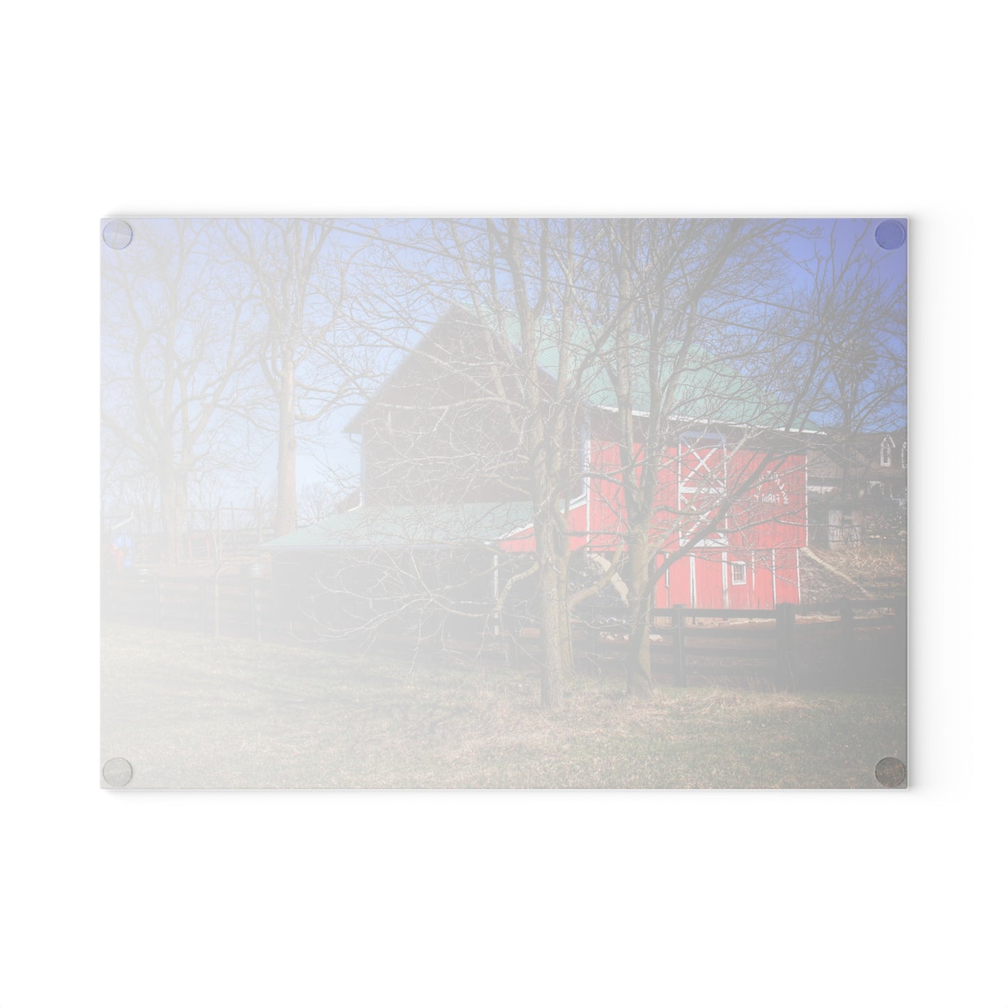 U R There Photography Imlay City Road Cow Barn I Rustic Farmhouse Tempered-Glass Cutting Board