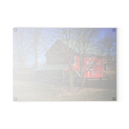 U R There Photography Imlay City Road Cow Barn I Rustic Farmhouse Tempered-Glass Cutting Board