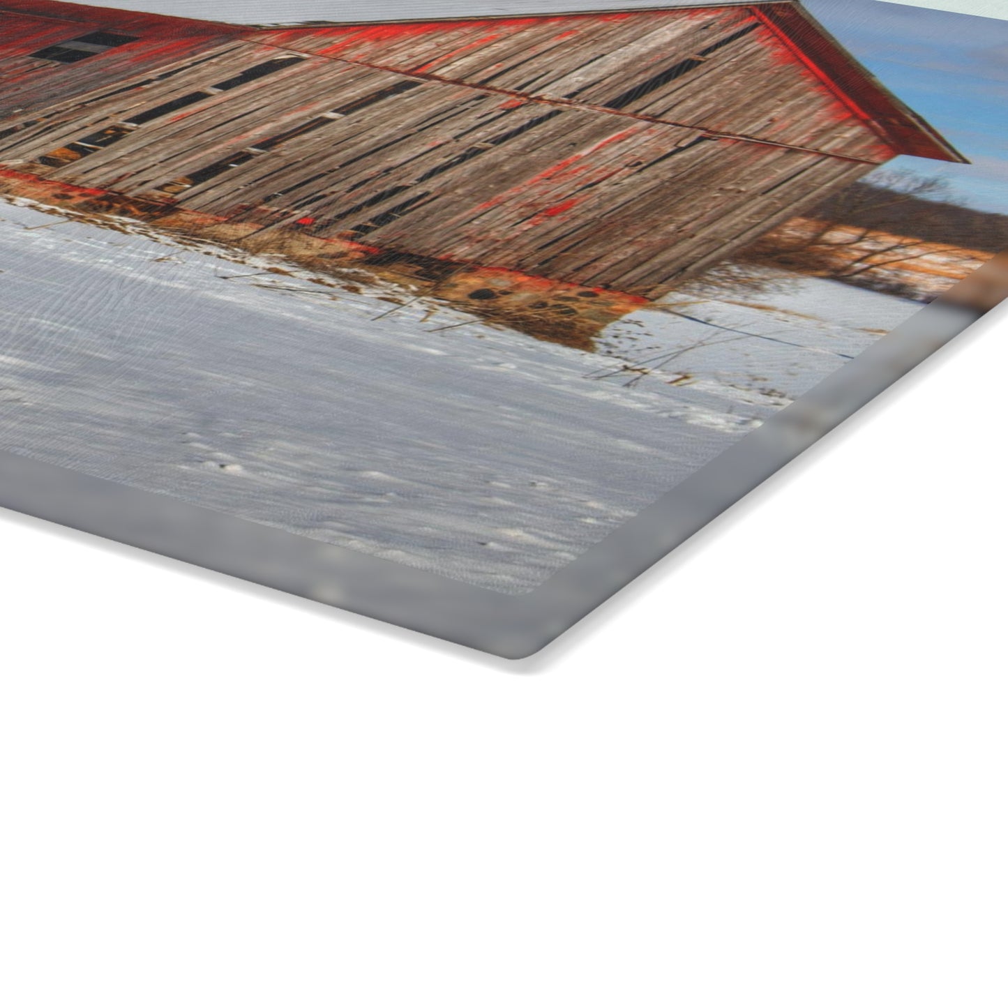 U R There Photography Barnes Road Little Red I Rustic Farmhouse Tempered-Glass Cutting Board