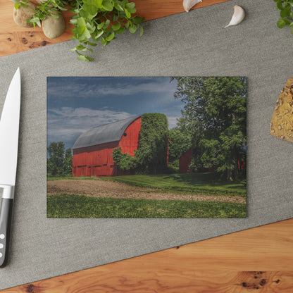 U R There Photography Catlin Road Red I Rustic Farmhouse Tempered-Glass Cutting Board