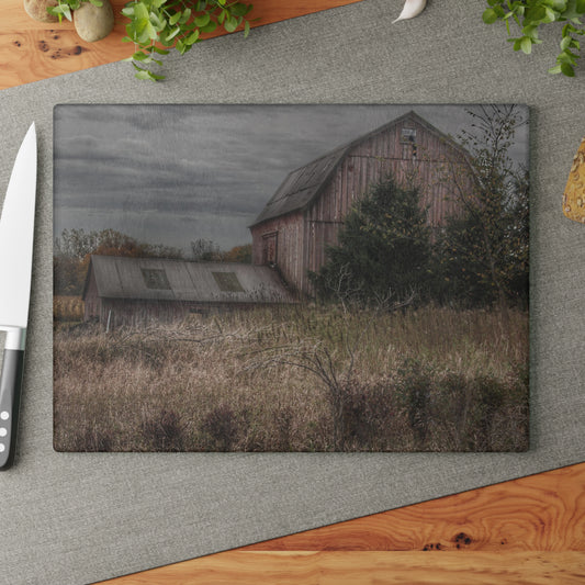 U R There Photography Treasurer Road Red Rustic Farmhouse Tempered-Glass Cutting Board