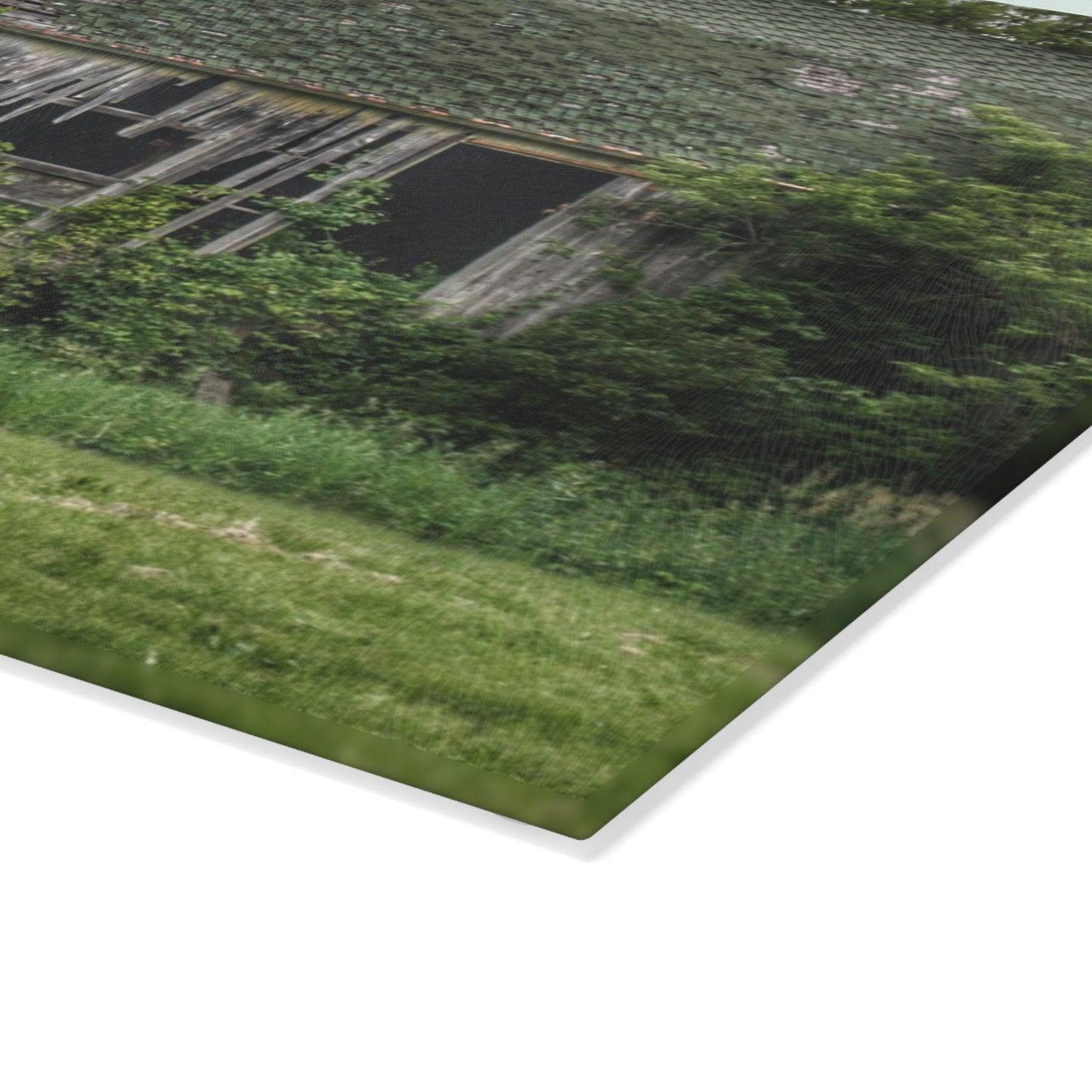 U R There Photography Hunters Creek Forgotten Grey Rustic Farmhouse Tempered-Glass Cutting Board