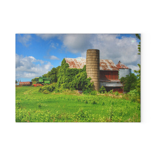 U R There Photography Slattery Rusted Red Rustic Farmhouse Tempered-Glass Cutting Board