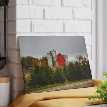 U R There Photography Castle Corner Red II Rustic Farmhouse Tempered-Glass Cutting Board