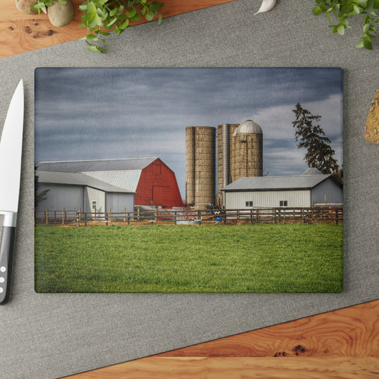 U R There Photography M-24 Farm Rustic Farmhouse Tempered-Glass Cutting Board