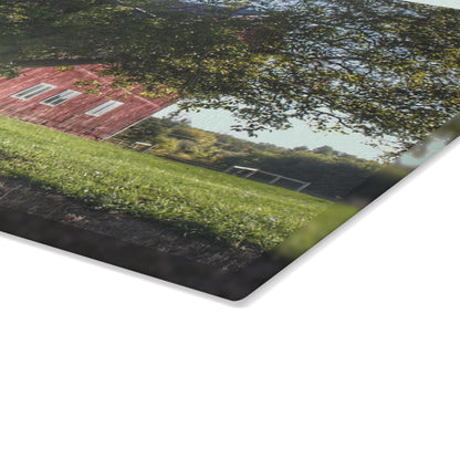U R There Photography Rochester Road Hidden Red Rustic Farmhouse Tempered-Glass Cutting Board 8"x 11"