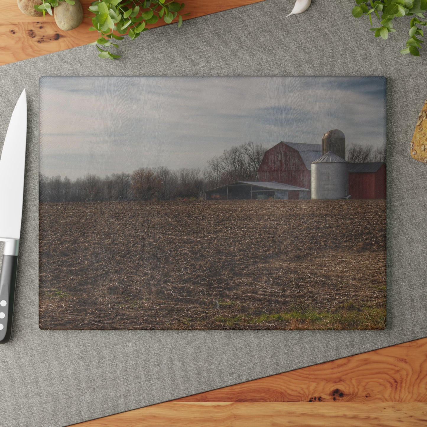 U R There Photography Cumber Road Red II Rustic Farmhouse Tempered-Glass Cutting Board