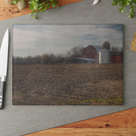 U R There Photography Cumber Road Red II Rustic Farmhouse Tempered-Glass Cutting Board