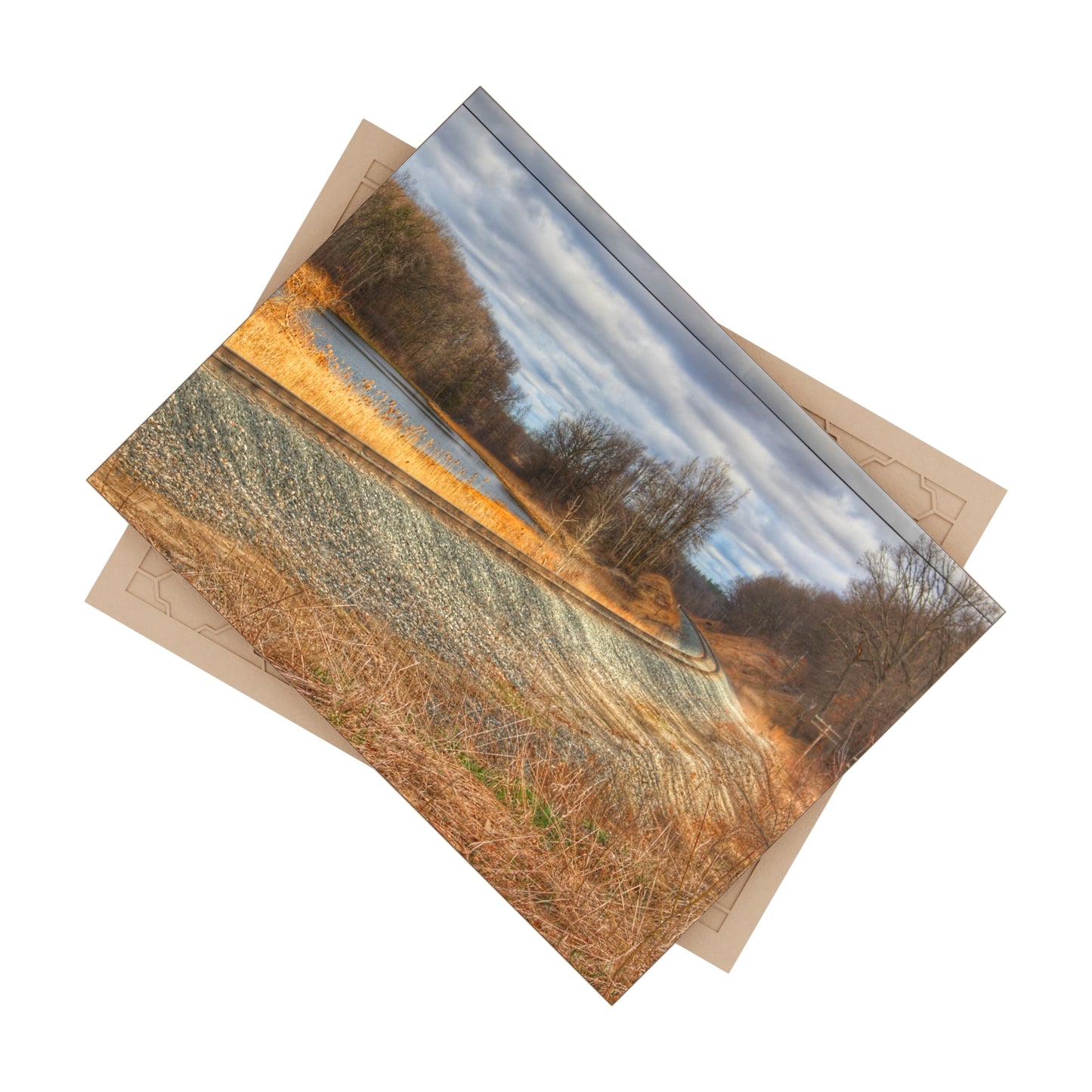 U R There Photography Aside the Tracks in Holly Rustic Farmhouse Decorative Ceramic Tile 6" × 8" Glossy