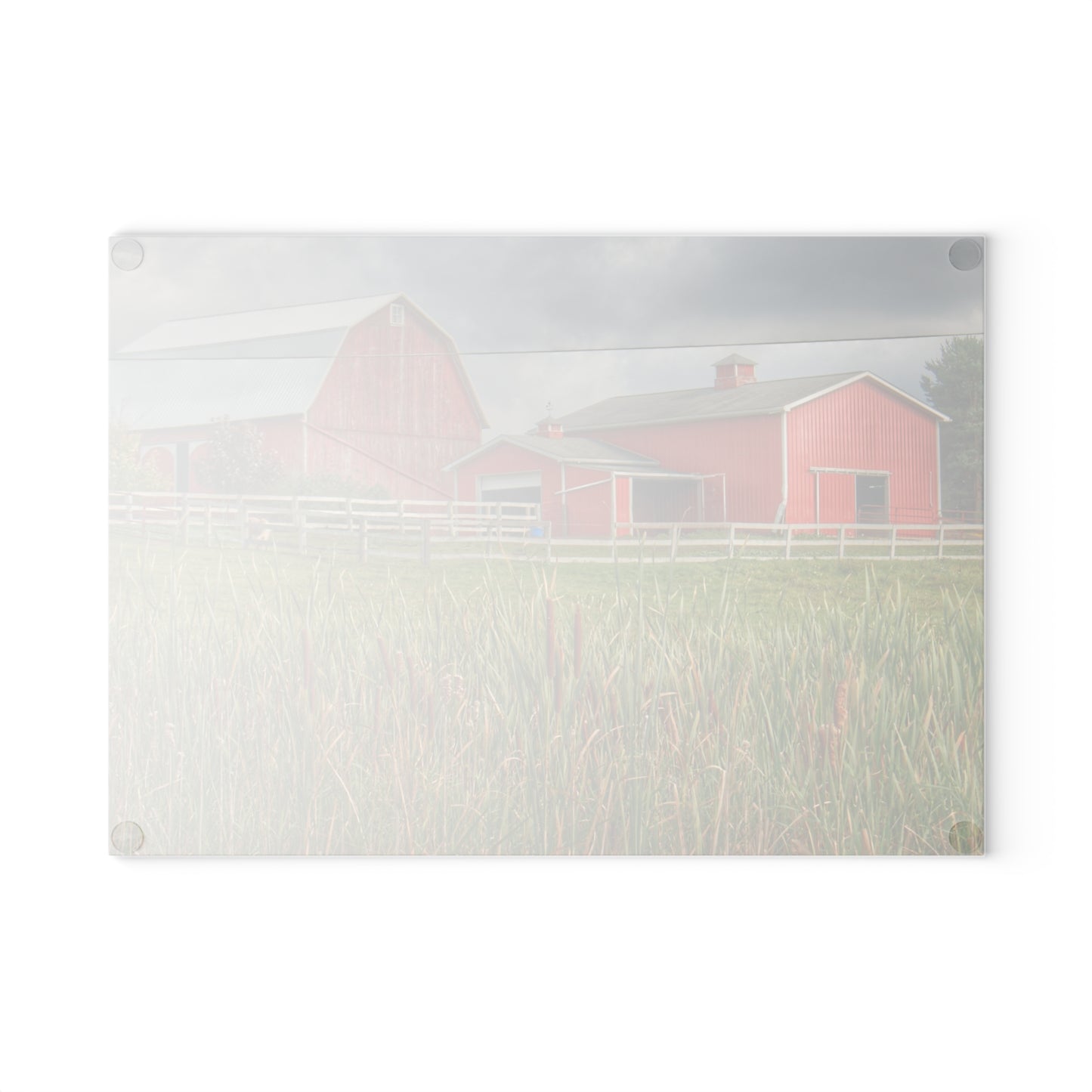 U R There Photography Greenwood Reds Rustic Farmhouse Tempered-Glass Cutting Board