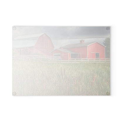 U R There Photography Greenwood Reds Rustic Farmhouse Tempered-Glass Cutting Board