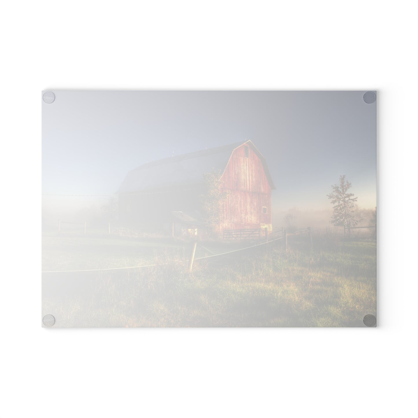 U R There Photography Columbiaville Red I Rustic Farmhouse Tempered-Glass Cutting Board