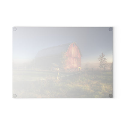 U R There Photography Columbiaville Red I Rustic Farmhouse Tempered-Glass Cutting Board