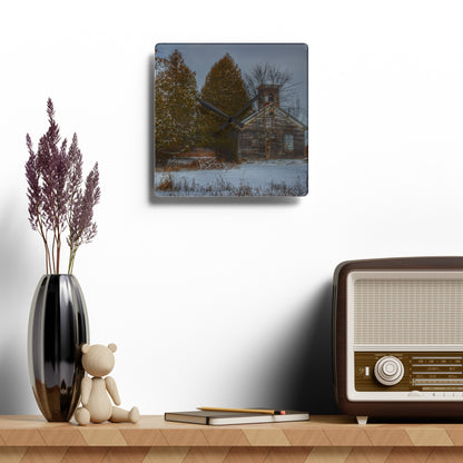 Rustic Farmhouse Wall Clock featuring Vermilya Schoolhouse I