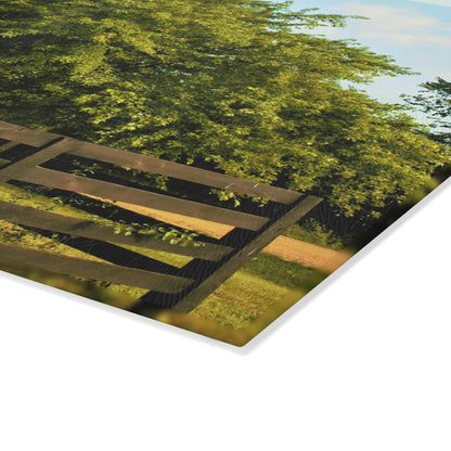 U R There Photography Country Fence and Tree in Metamora Rustic Farmhouse Tempered-Glass Cutting Board