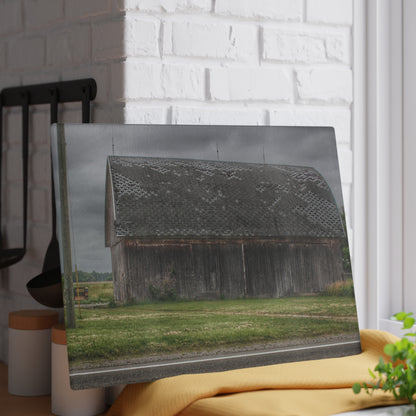 U R There Photography M-24 Elder Grey Rustic Farmhouse Tempered-Glass Cutting Board