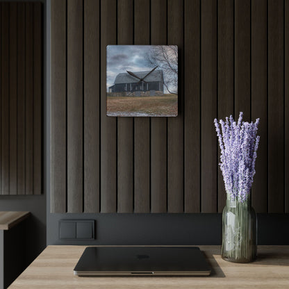 U R There Photography Attica Road Black Rustic Farmhouse Acrylic Analog Wall Clock