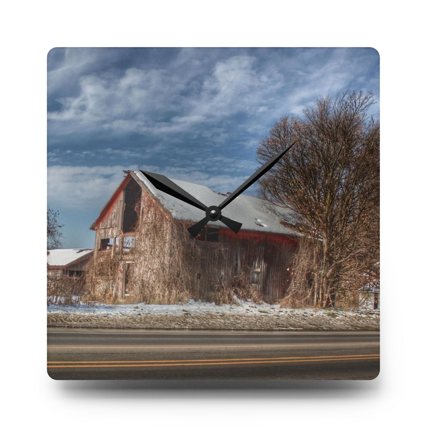 U R There Photography Almont Van Dyke Red II Rustic Farmhouse Acrylic Analog Wall Clock