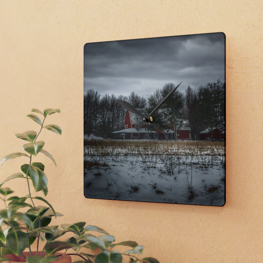 Rustic Farmhouse Wall Clock featuring Across the Field in Thornville