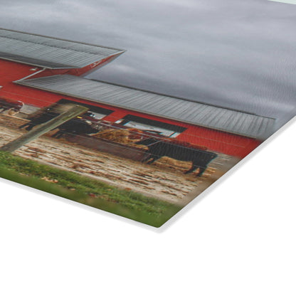 U R There Photography Daley Road Cow Barn Rustic Farmhouse Tempered-Glass Cutting Board