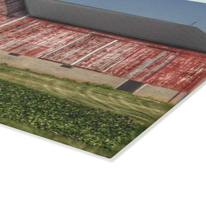 U R There Photography Lake Pleasant Corral Red I Rustic Farmhouse Tempered-Glass Cutting Board
