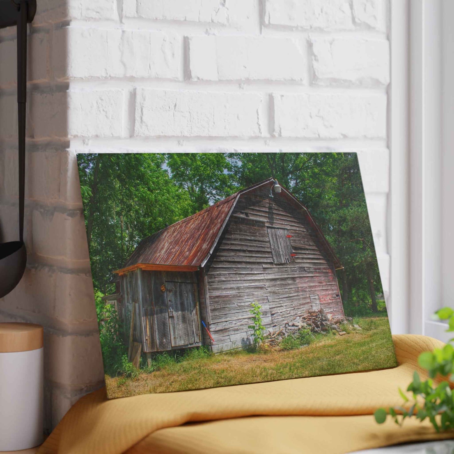 U R There Photography Roadside Grey Rustic Farmhouse Tempered-Glass Cutting Board