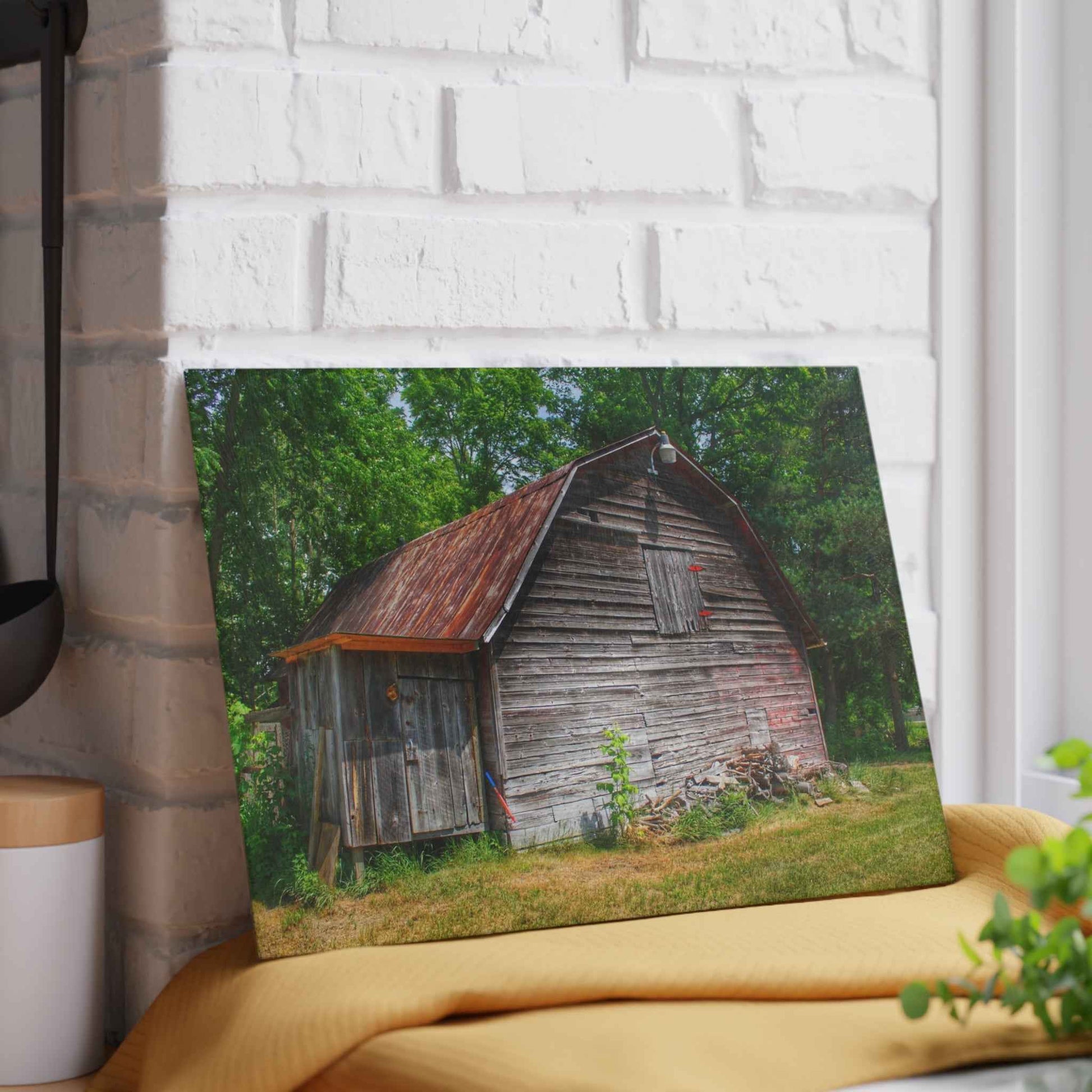 U R There Photography Roadside Grey Rustic Farmhouse Tempered-Glass Cutting Board