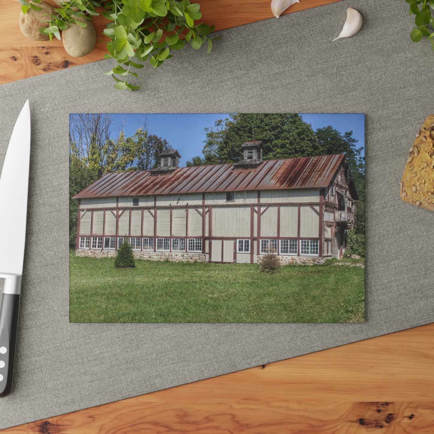 U R There Photography Bordman Road Rusted Rustic Farmhouse Tempered-Glass Cutting Board