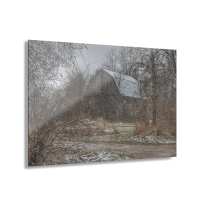 U R There Photography Bishop Road Winter Grey Rustic Farmhouse Acrylic Wall Print 14 "x 11"