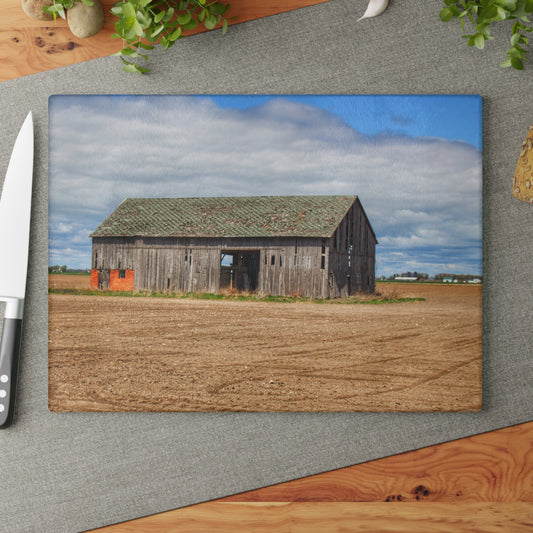 U R There Photography Rescue Road Grey Rustic Farmhouse Tempered-Glass Cutting Board