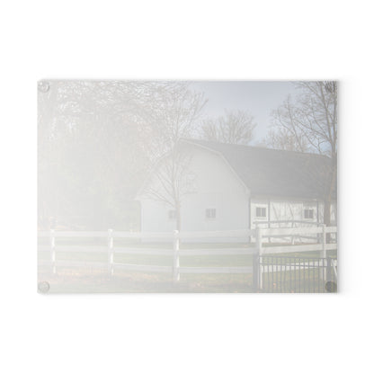 U R There Photography Collins Road White Rustic Farmhouse Tempered-Glass Cutting Board