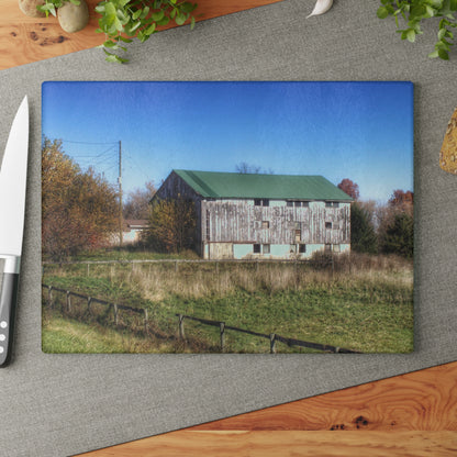 U R There Photography Hadley White Rustic Farmhouse Tempered-Glass Cutting Board