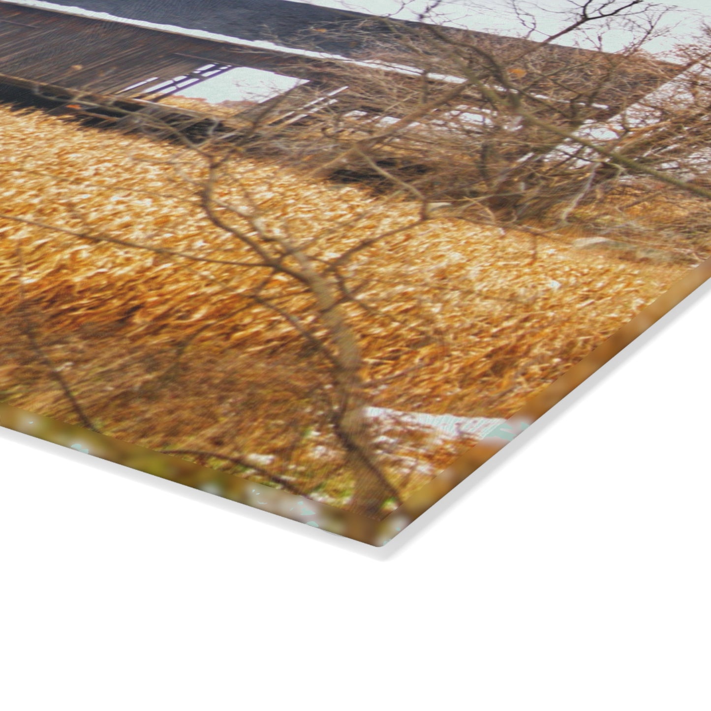 U R There Photography North Oxford Road Grey II Rustic Farmhouse Tempered-Glass Cutting Board