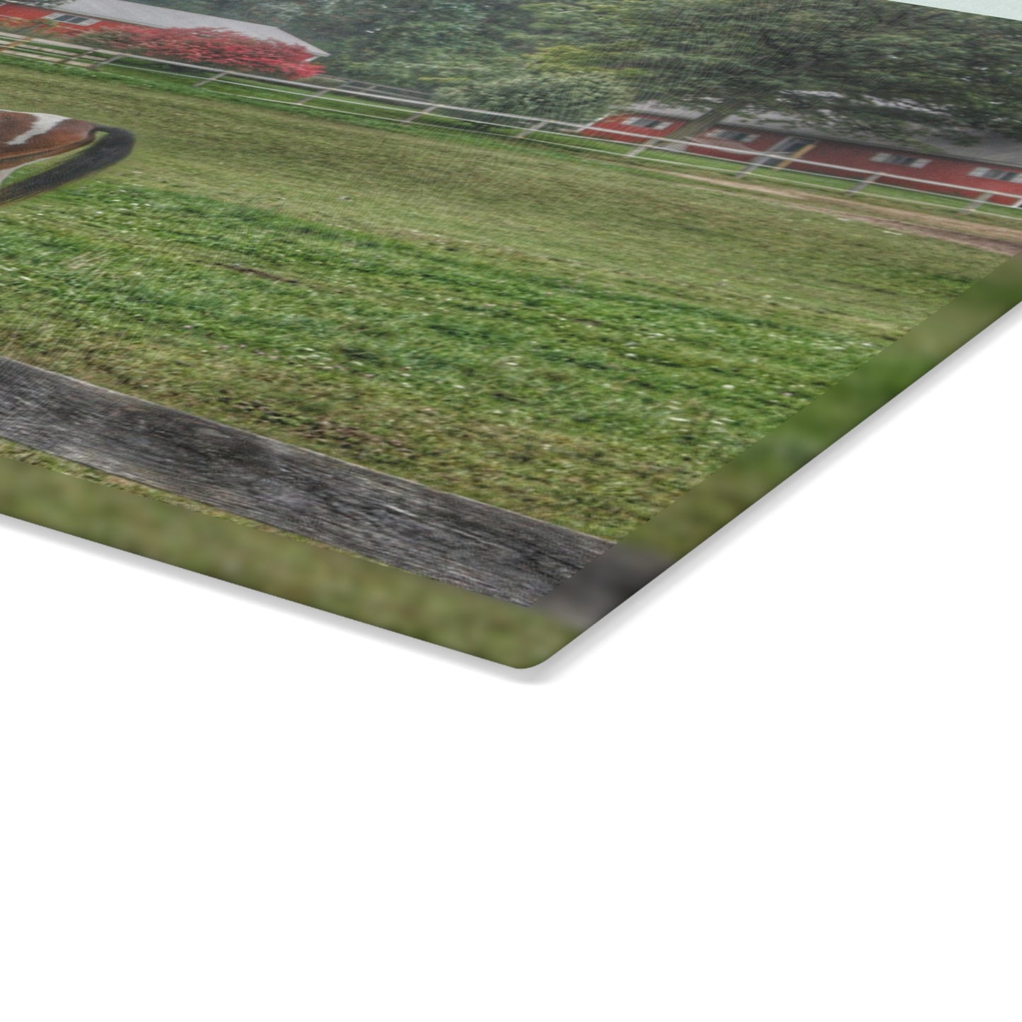 U R There Photography Painted Pony in Pasture Rustic Farmhouse Tempered-Glass Cutting Board