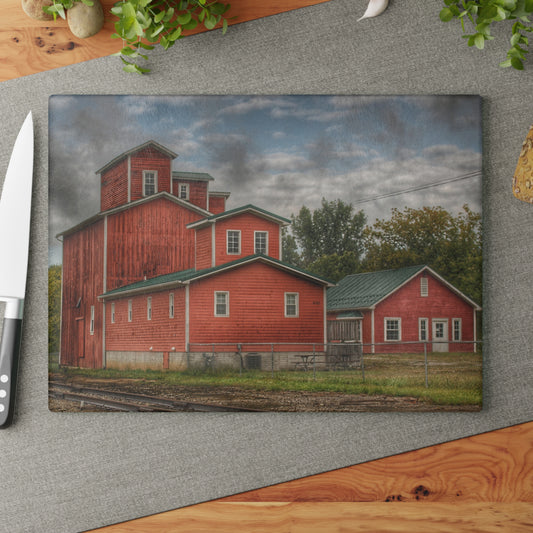 U R There Photography Aside the Tracks in Clifford Rustic Farmhouse Tempered-Glass Cutting Board