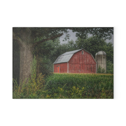 U R There Photography Mayville Lapeer Road Red Rustic Farmhouse Tempered-Glass Cutting Board