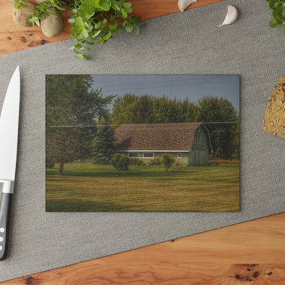 U R There Photography Crawford Road Green Rustic Farmhouse Tempered-Glass Cutting Board