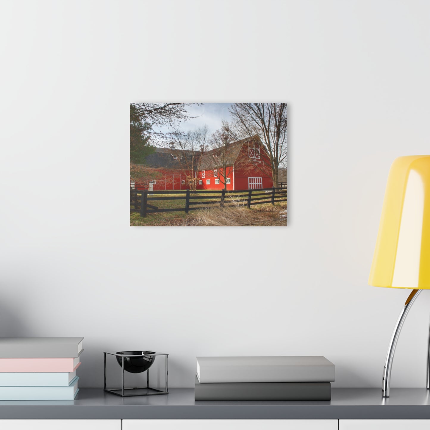 U R There Photography Thornville Road Red Rustic Farmhouse Acrylic Wall Print