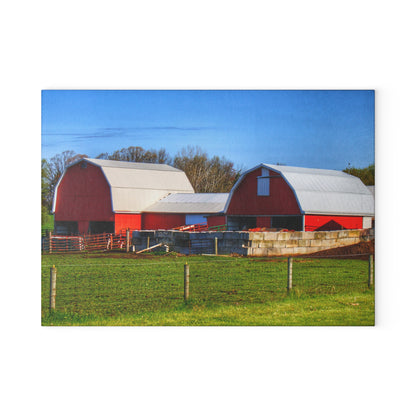 U R There Photography M-15 Reds Rustic Farmhouse Tempered-Glass Cutting Board