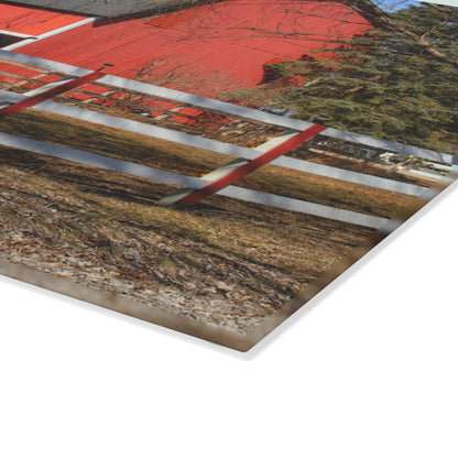U R There Photography Wolcott Red and Filly Rustic Farmhouse Tempered-Glass Cutting Board