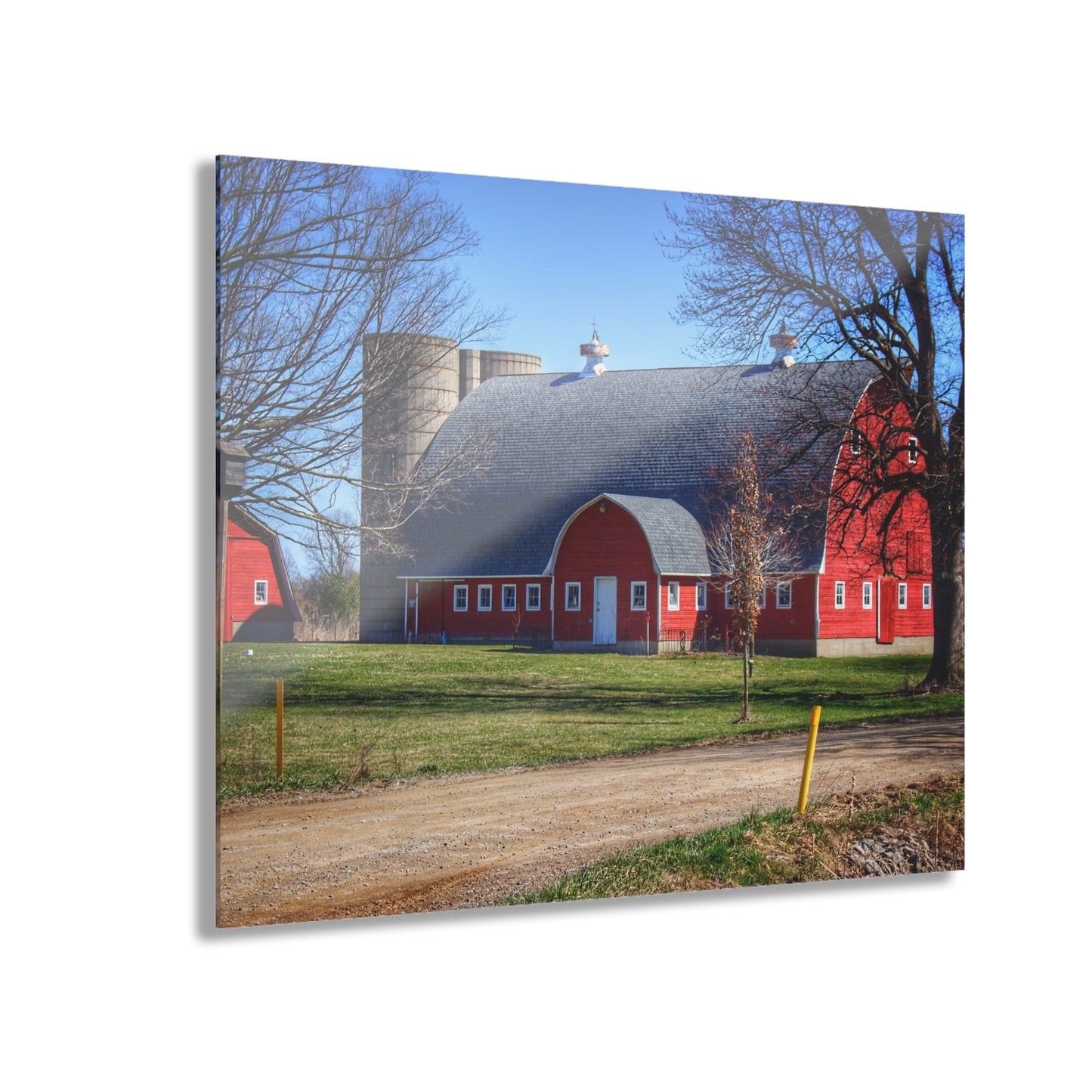 U R There Photography Hough Road Reds and Silo II Rustic Farmhouse Acrylic Wall Print