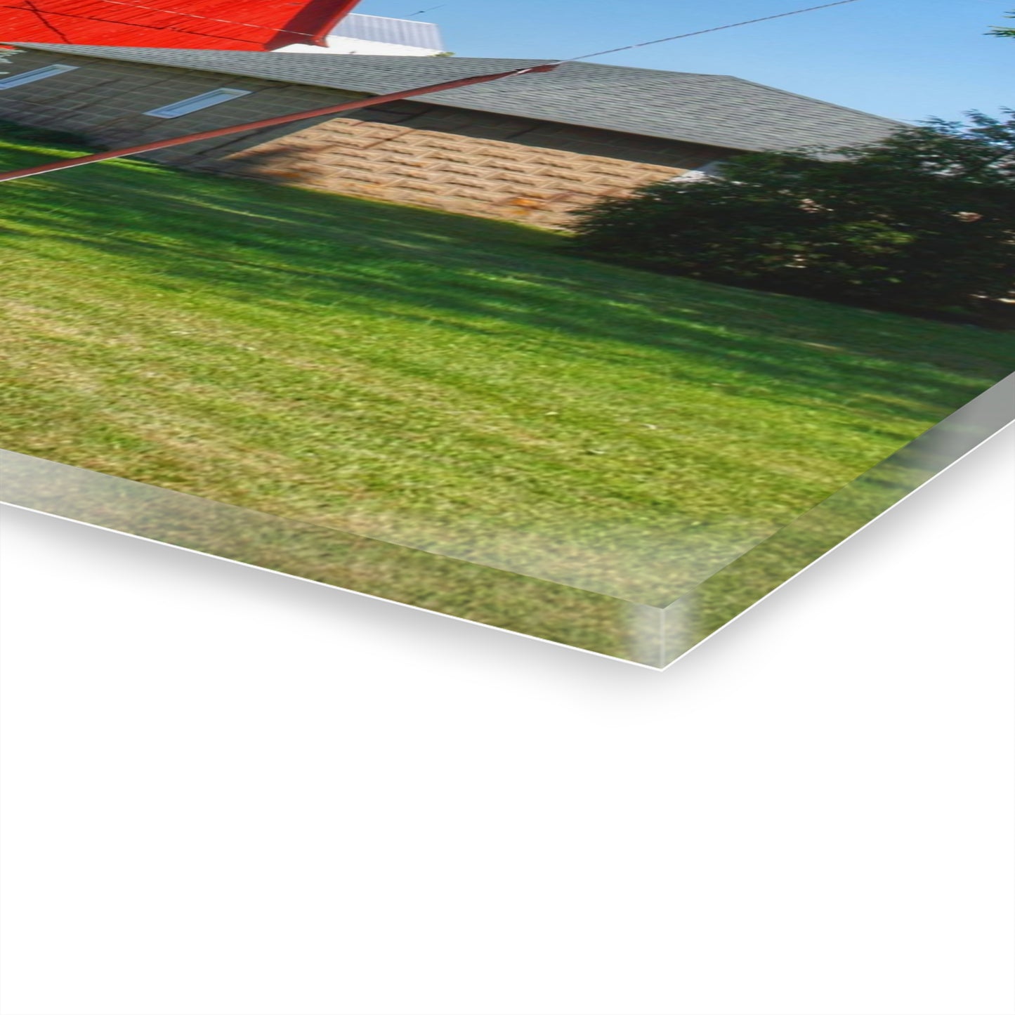 U R There Photography East Lake Road Red and Little Grey Rustic Farmhouse Acrylic Wall Print