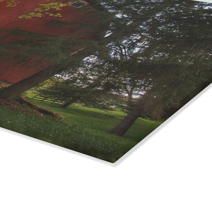 U R There Photography Hough Road Red I Rustic Farmhouse Tempered-Glass Cutting Board