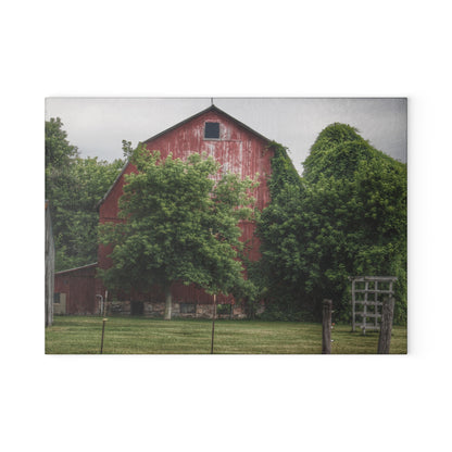 U R There Photography Otter Lake Road Hidden Red Rustic Farmhouse Tempered-Glass Cutting Board