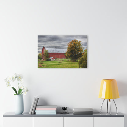U R There Photography Columbiaville Red in Fall II Rustic Farmhouse Acrylic Wall Print