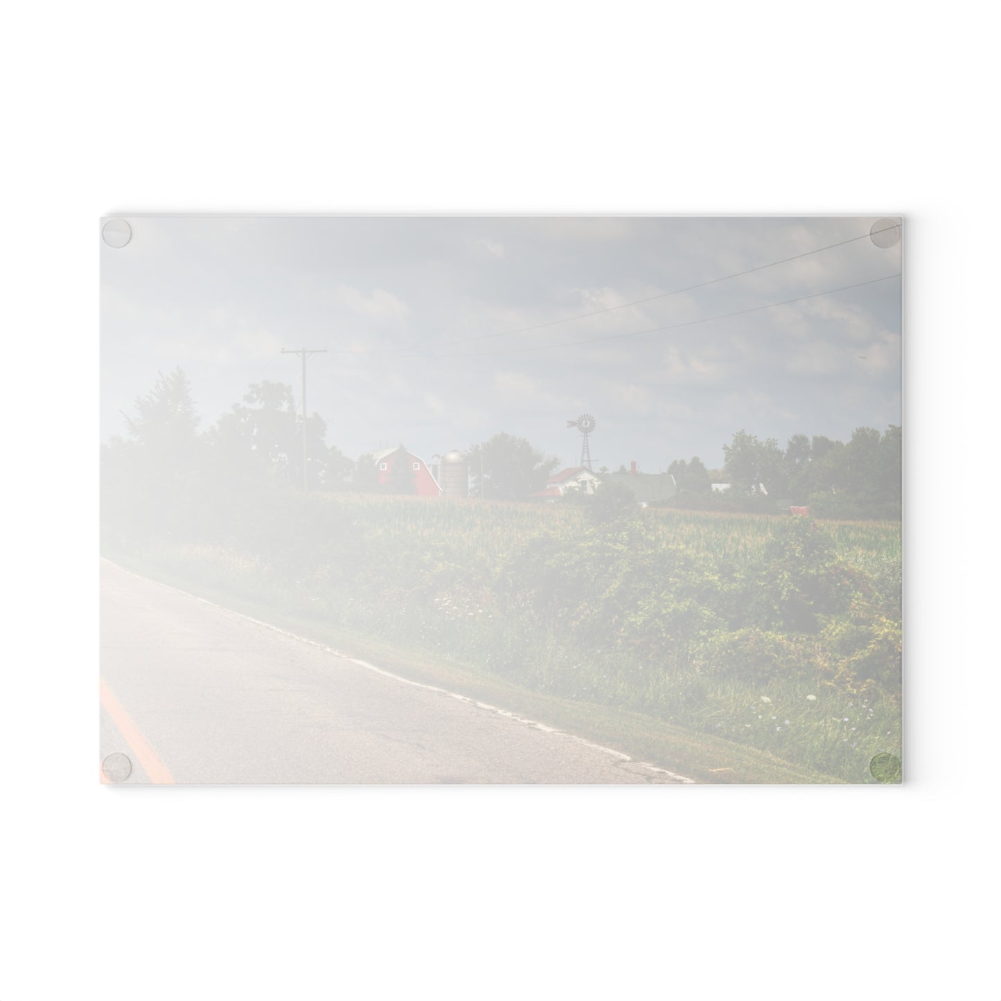 U R There Photography Across the Field in Elba I Rustic Farmhouse Tempered-Glass Cutting Board