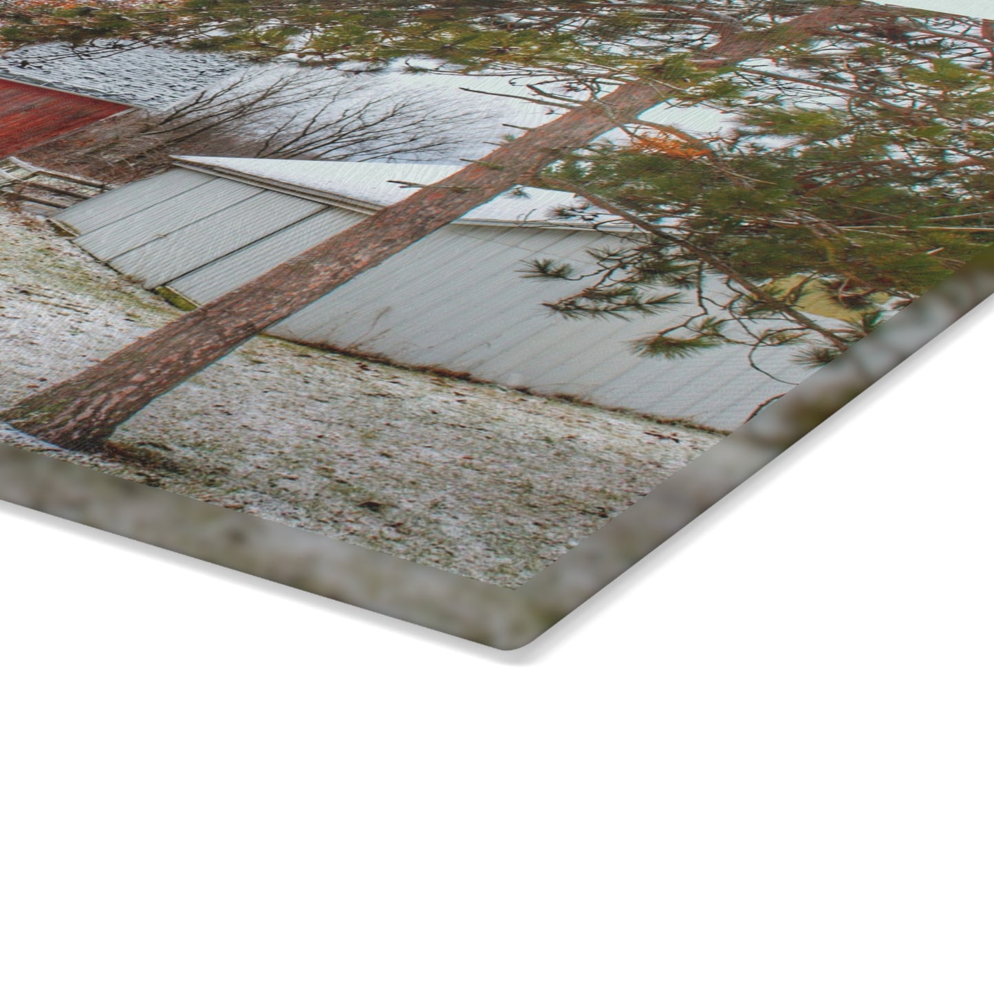 U R There Photography North Lake Pleasant Road Hidden Red Rustic Farmhouse Tempered-Glass Cutting Board